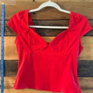 Trendy Queen Red Sweetheart Neck Crop Top – Size M